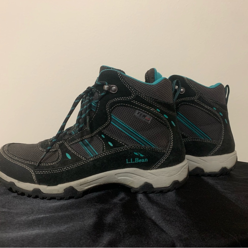 LL Bean Black and Teal Hiking Boots